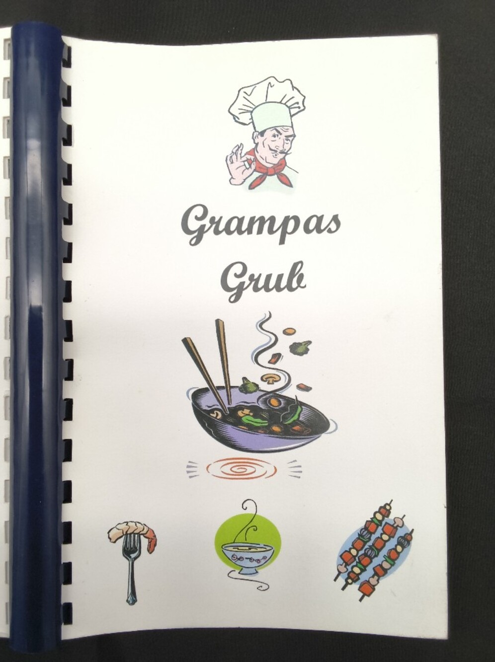Grampas Grub Spiral-Bound Recipe Book - White with Colorful Food Graphics